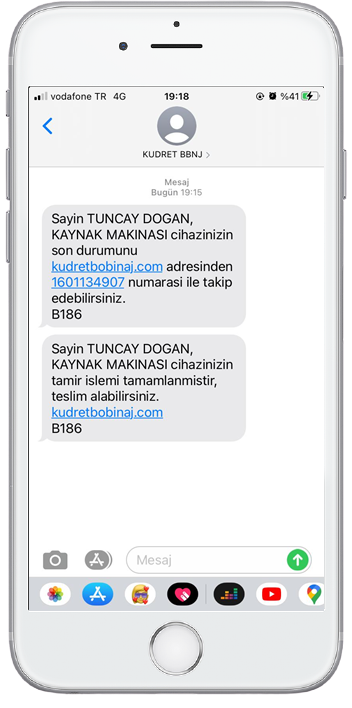 Teknik servis programı sms takip